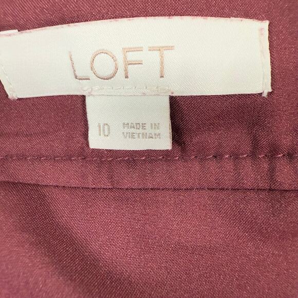 Loft Women Burgundy Mini Skirt Size 10 Faux Suede Preppy Academia Classic Work - Picture 3 of 5